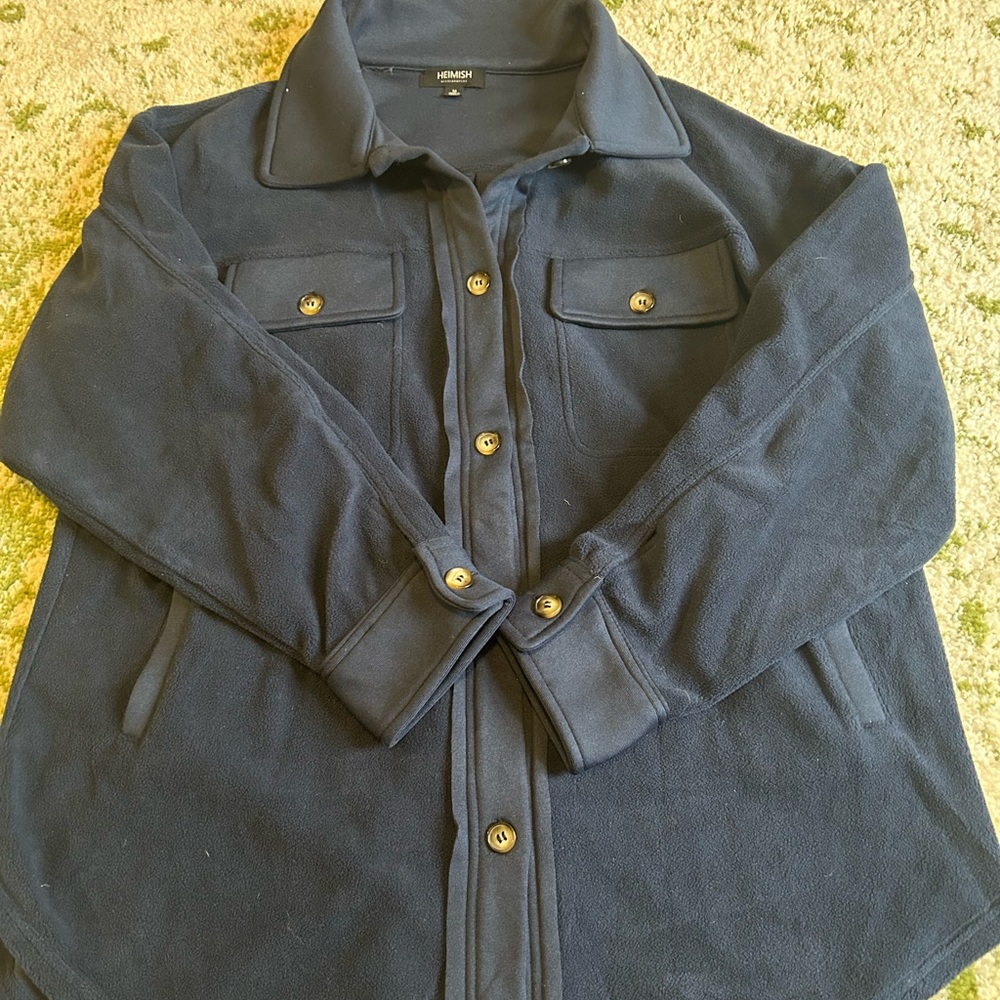 Navy Fleece Shacket